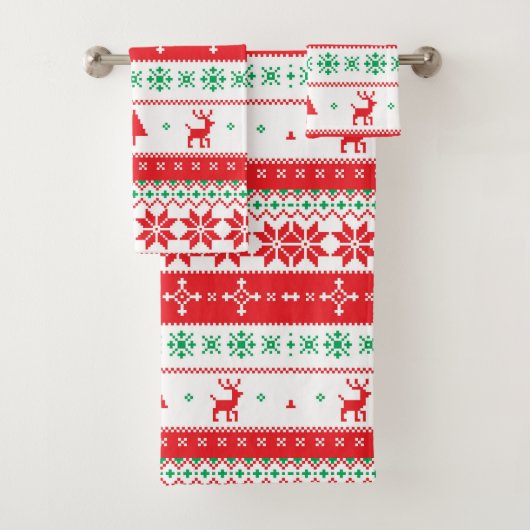 Kleurrijk kerstpatroon bad handdoek (Insitu)
