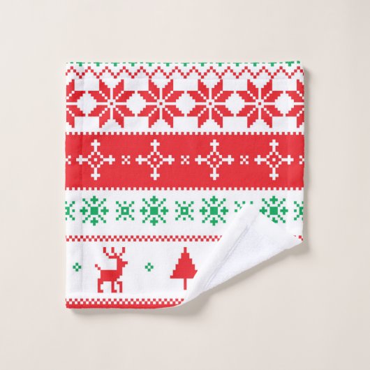 Kleurrijk kerstpatroon bad handdoek (Wasdoekje)