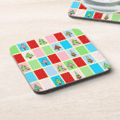 Kleurrijk kerstpatroon bier onderzetter (Linkerzijde)