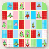 Kleurrijk kerstpatroon bier onderzetter (Voorkant)