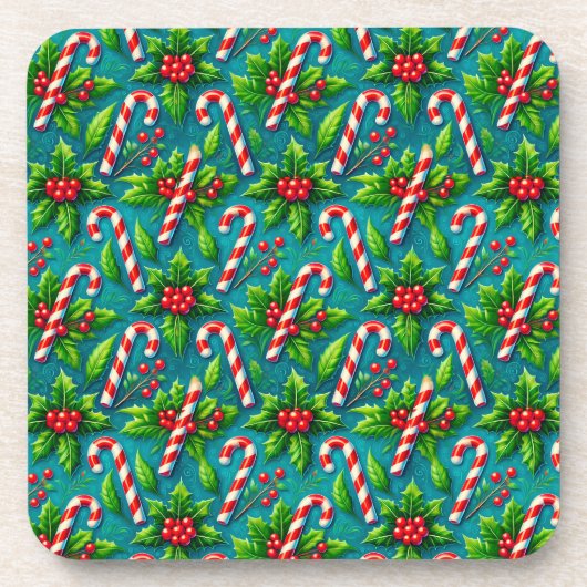 Kleurrijk kerstpatroon bier onderzetter (Voorkant)