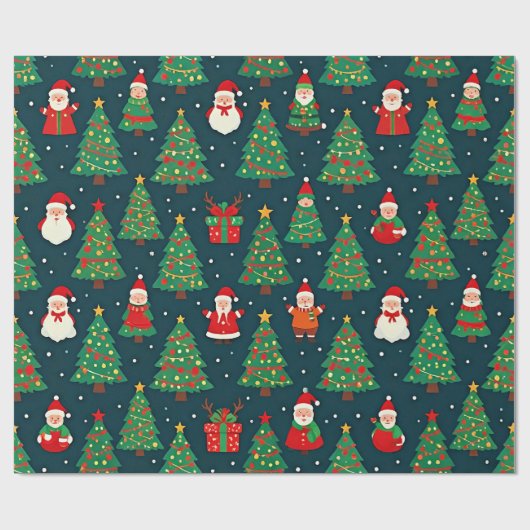 Kleurrijk kerstpatroon, cadeaupapier (Vlak)