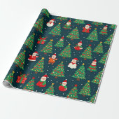 Kleurrijk kerstpatroon, cadeaupapier (Uitgerold)