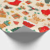 Kleurrijk kerstpatroon cadeaupapier (Hoek)