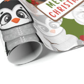 Kleurrijk kerstpatroon Cute Penguin Cadeaupapier (Rol Hoek)