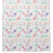 Kleurrijk  kerstpatroon douchegordijn (Voorkant)