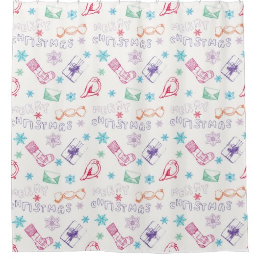 Kleurrijk  kerstpatroon douchegordijn (Voorkant)