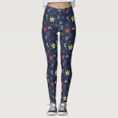 Kleurrijk kerstpatroon en Snowflakes Leggings (Voorkant)