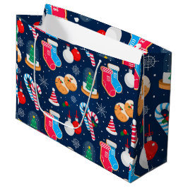 Kleurrijk kerstpatroon groot cadeauzakje