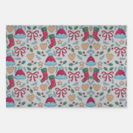 Kleurrijk kerstpatroon  inpakpapier vel