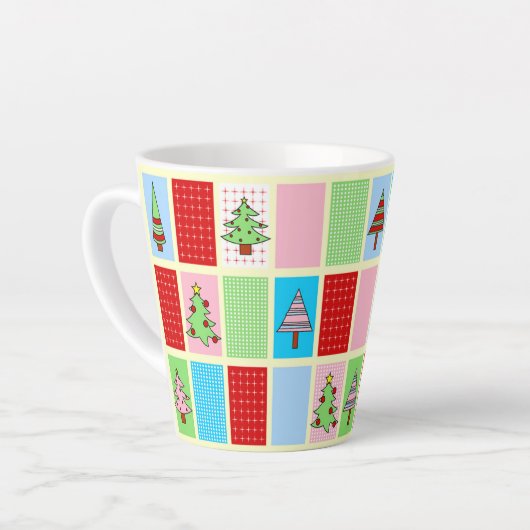 Kleurrijk kerstpatroon latte mok (Linkerhoek)