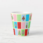 Kleurrijk kerstpatroon latte mok (Voorkant)