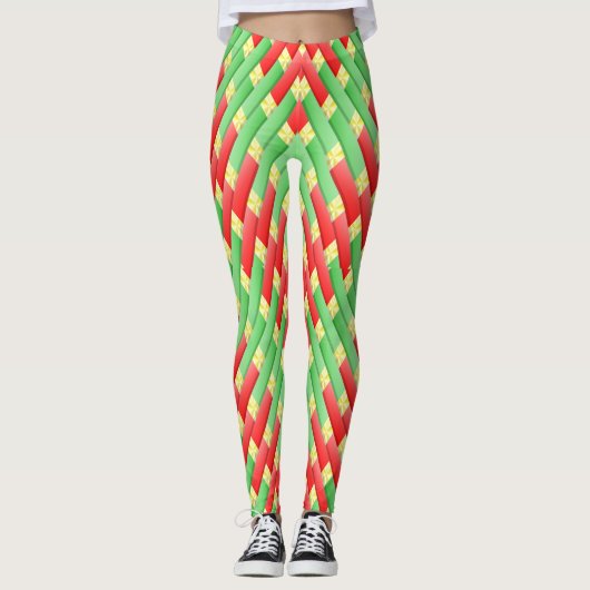Kleurrijk kerstpatroon leggings (Voorkant)