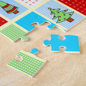 Kleurrijk kerstpatroon legpuzzel (Zijkant)