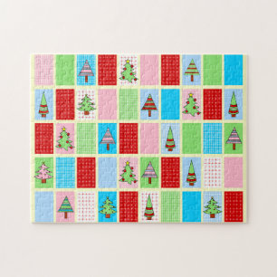 Kleurrijk kerstpatroon legpuzzel