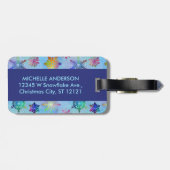 kleurrijk kerstpatroon met snowflakes bagagelabel (Achterkant horizontaal)