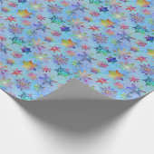  kleurrijk kerstpatroon met snowflakes cadeaupapier (Hoek)