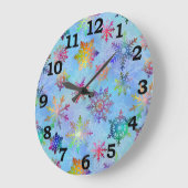 kleurrijk kerstpatroon met snowflakes grote klok (Hoek)