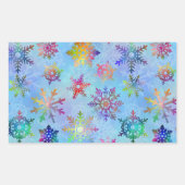  kleurrijk kerstpatroon met snowflakes rechthoekige sticker (Voorkant)