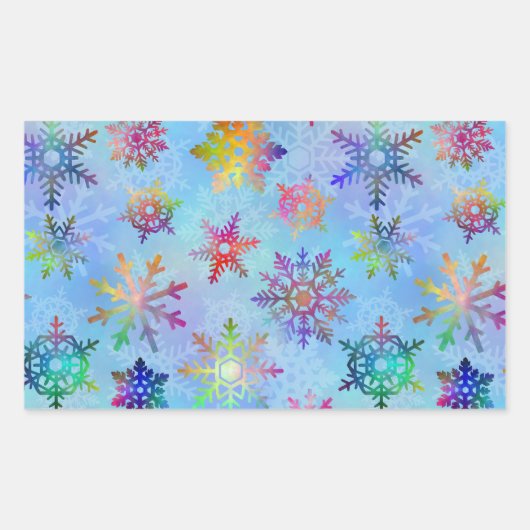  kleurrijk kerstpatroon met snowflakes rechthoekige sticker (Voorkant)