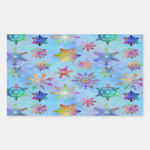 kleurrijk kerstpatroon met snowflakes rechthoekige sticker