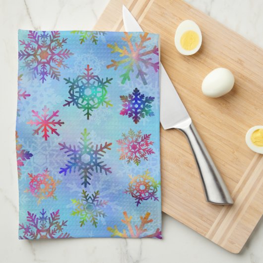  kleurrijk kerstpatroon met snowflakes theedoek (Quarter Fold)