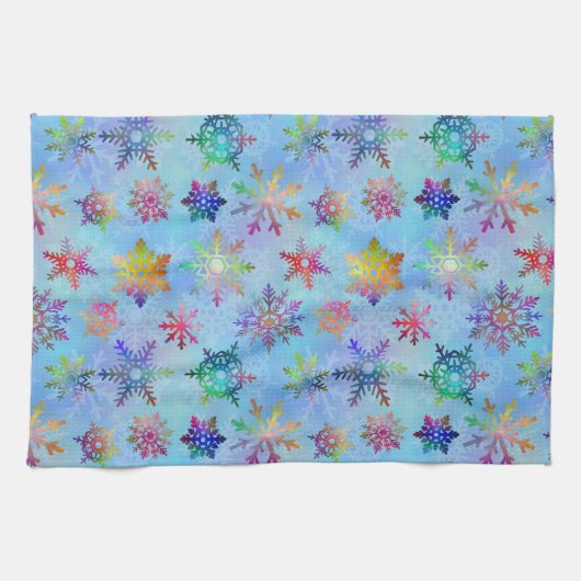  kleurrijk kerstpatroon met snowflakes theedoek (Horizontaal)