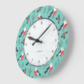 Kleurrijk kerstpatroon met staartvogels grote klok (Hoek)