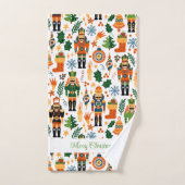 Kleurrijk kerstpatroon met voedingskrakers bad handdoek (Handdoek)