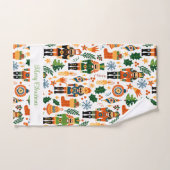 Kleurrijk kerstpatroon met voedingskrakers bad handdoek (Handdoek)