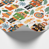 Kleurrijk kerstpatroon met voedingskrakers cadeaupapier (Hoek)