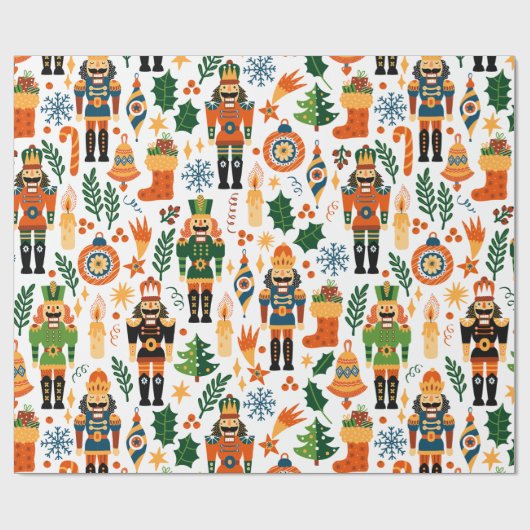 Kleurrijk kerstpatroon met voedingskrakers cadeaupapier (Vlak)