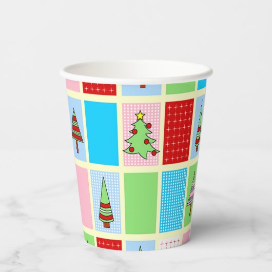 Kleurrijk kerstpatroon papieren bekers (Achterkant)