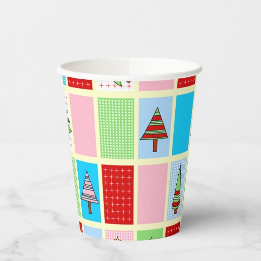 Kleurrijk kerstpatroon papieren bekers (Links)