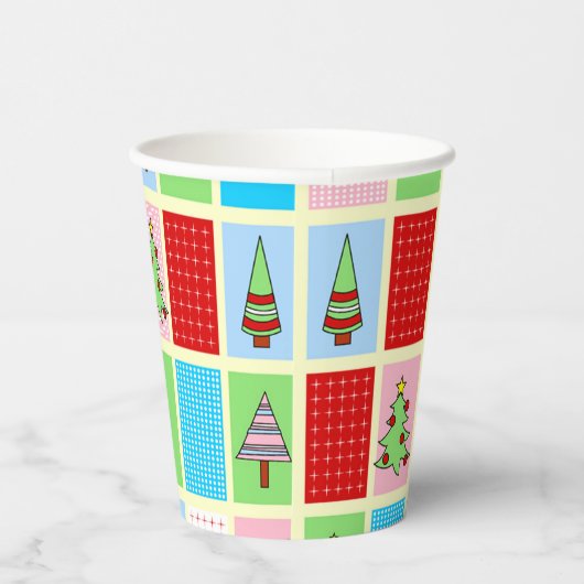 Kleurrijk kerstpatroon papieren bekers (Rechts)