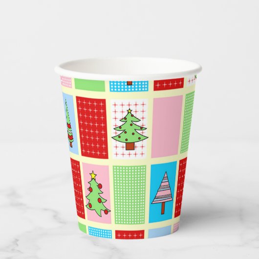 Kleurrijk kerstpatroon papieren bekers (Voorkant)