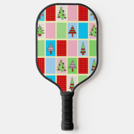 Kleurrijk kerstpatroon pickleball paddle