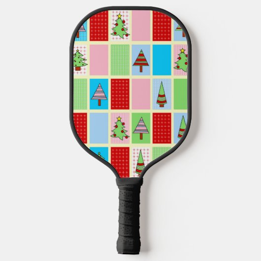 Kleurrijk kerstpatroon pickleball paddle (Achterkant)