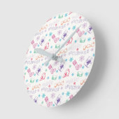 Kleurrijk kerstpatroon ronde klok (Hoek)