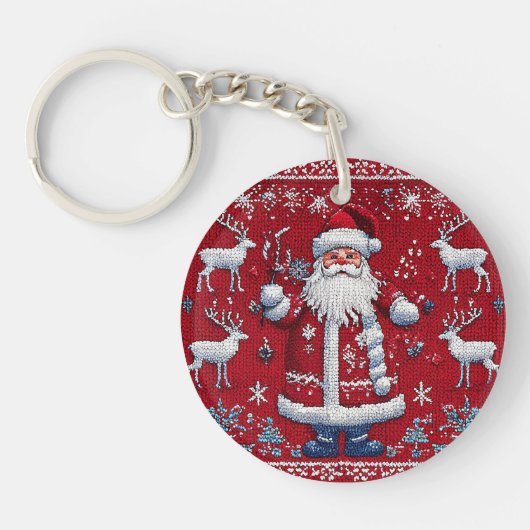 Kleurrijk kerstpatroon sleutelhanger (Voorkant)