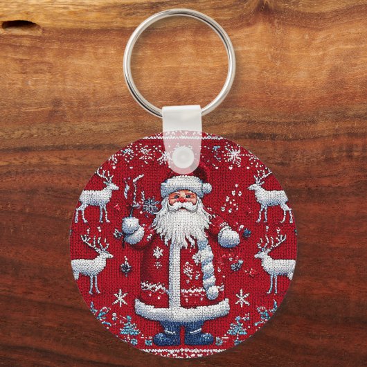 Kleurrijk kerstpatroon sleutelhanger (Achterkant)