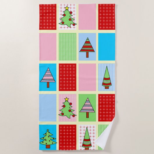 Kleurrijk kerstpatroon strandlaken (Voorkant)