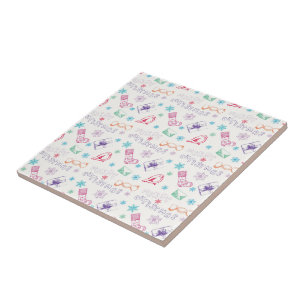 Kleurrijk  kerstpatroon tegeltje