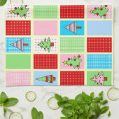 Kleurrijk kerstpatroon theedoek (Gevouwen)