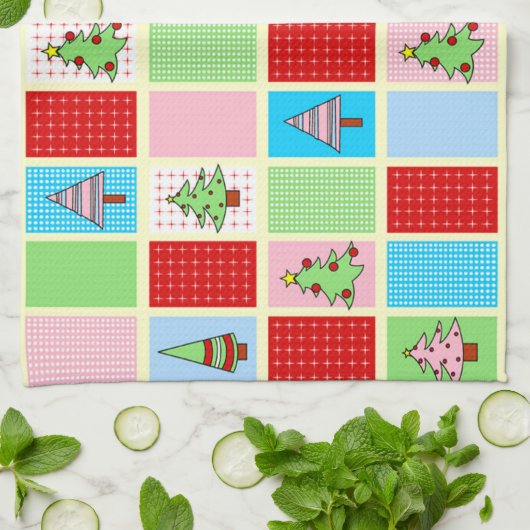 Kleurrijk kerstpatroon theedoek (Gevouwen)