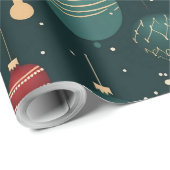 Kleurrijk kerstsierpatroon cadeaupapier (Rol Hoek)