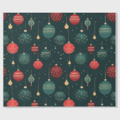 Kleurrijk kerstsierpatroon cadeaupapier (Vlak)