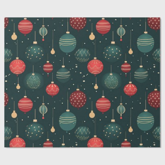 Kleurrijk kerstsierpatroon cadeaupapier (Vlak)