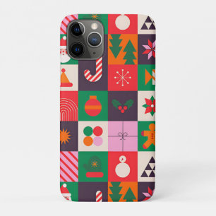 Kleurrijk kerstthema-raster met vakantiepictogramm Case-Mate iPhone case