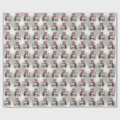 Kleurrijk kerstuil vakantie inpakpapier (Vlak)